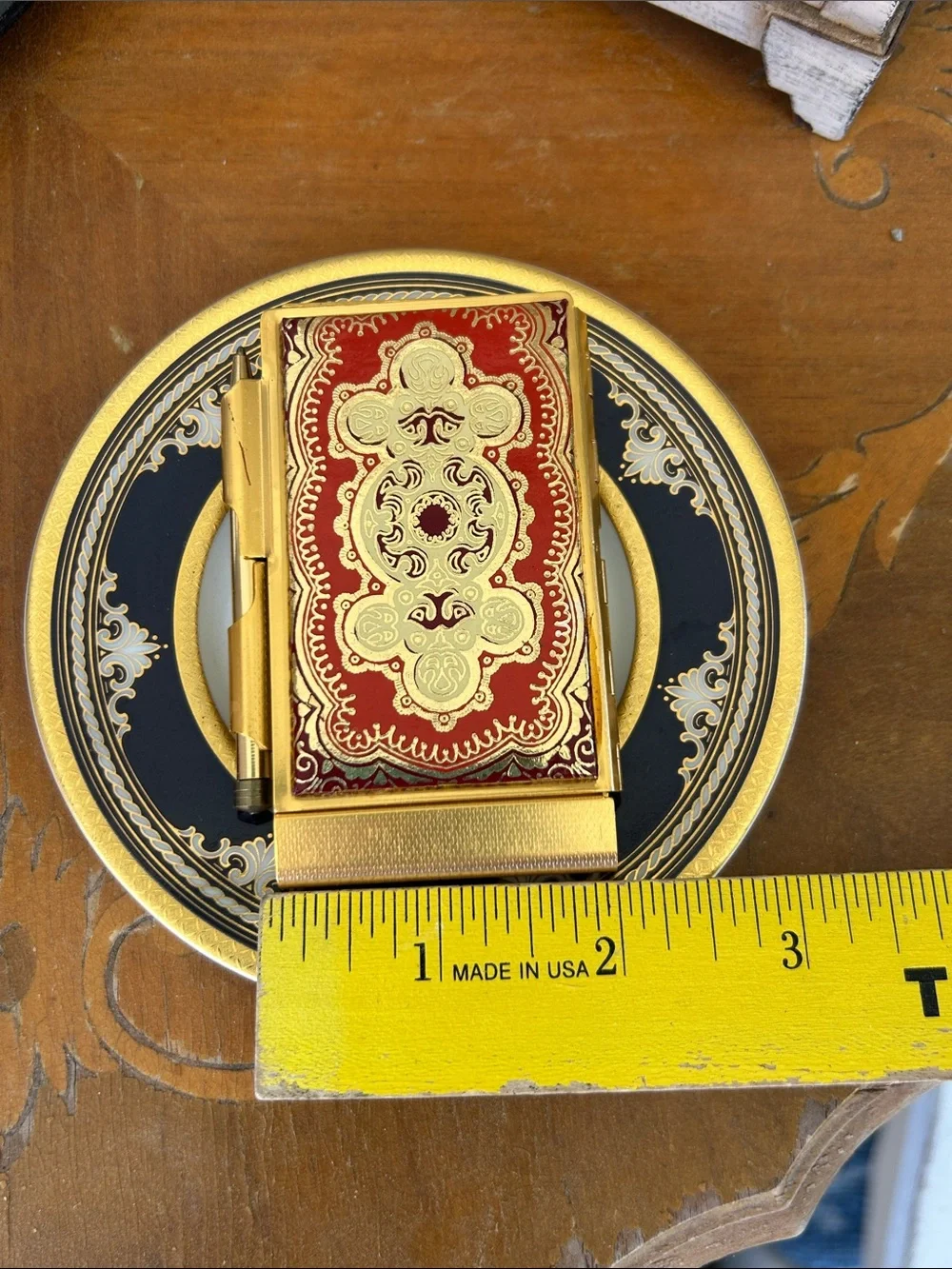 Vintage Italian Peruzzi Red & Gold Embossed Brown Leather Address Book